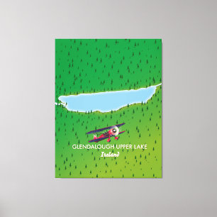 Glendalough Upper Lake Ireland map Canvas Print