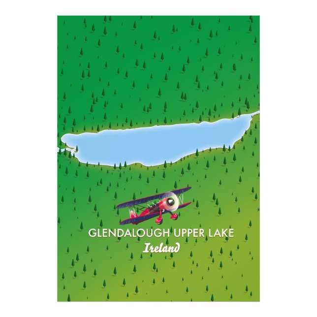 Glendalough Upper Lake Ireland map Photo Print (Front)