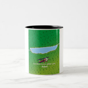 Glendalough Upper Lake Ireland map Two-Tone Coffee Mug