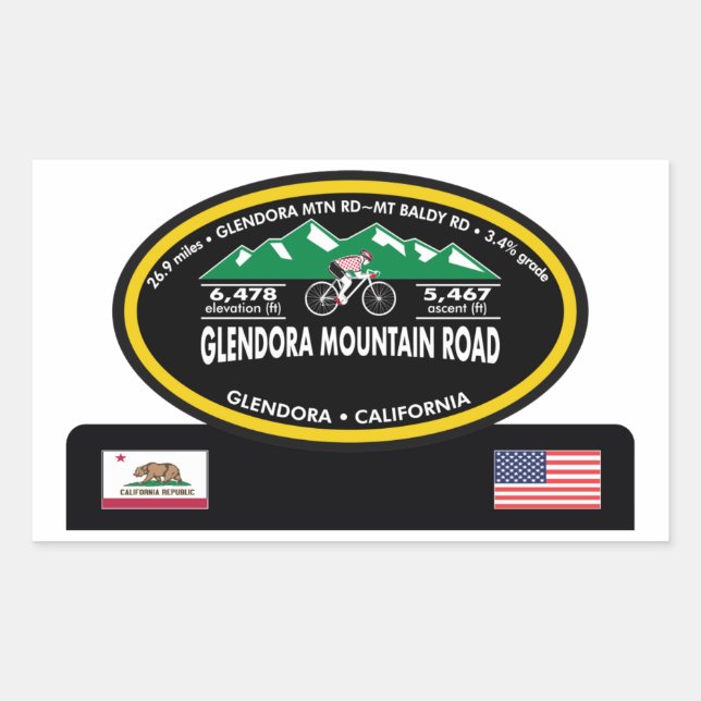 GLENDORA MOUNTAIN ROAD-GLENDORA, CA -"OVAL TROPHY" STICKER (Front)