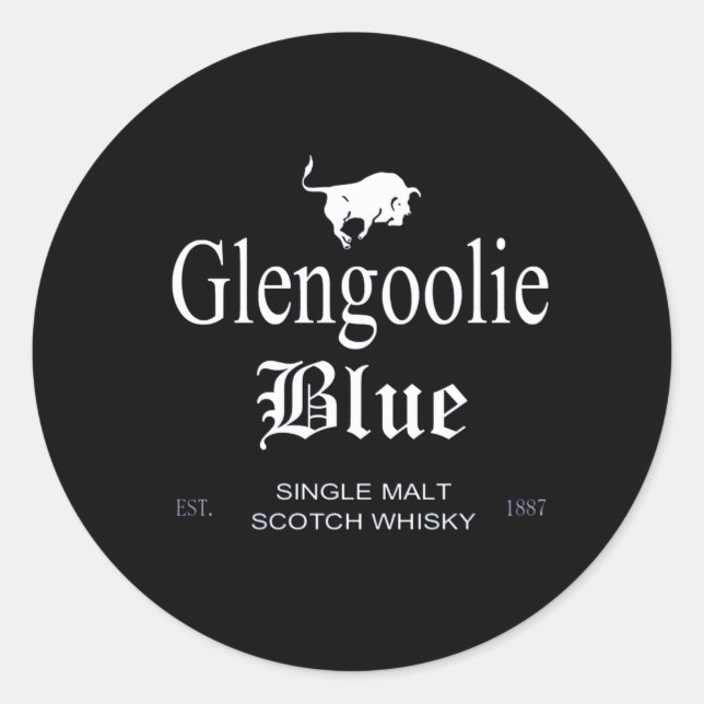 Glengoolie Blue Scotch Whisky Classic Round Sticker (Front)