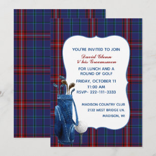 Glenn Plaid Groom's Golf Party Invitation