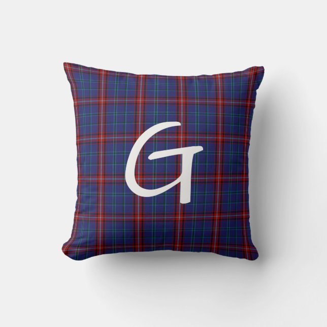 Glenn Plaid Monogrammed Pillow (Front)
