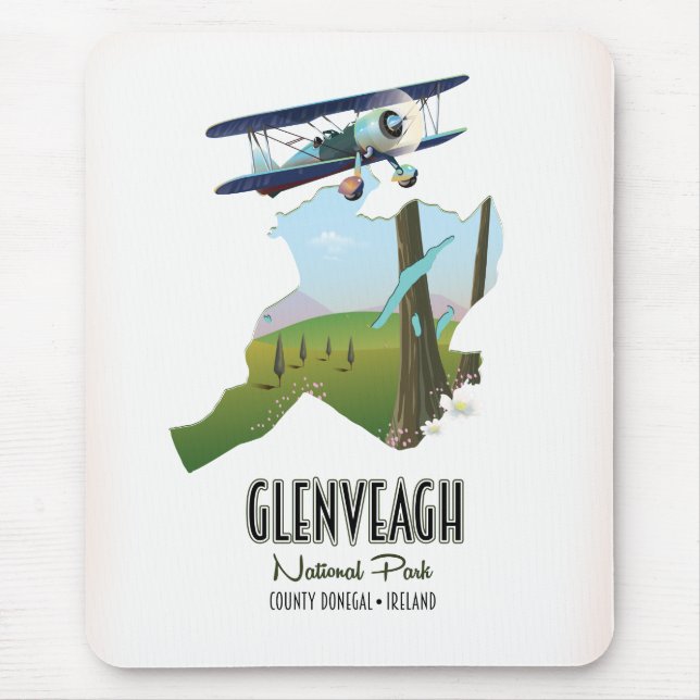 Glenveagh national park Ireland County Donegal map Mouse Pad (Front)