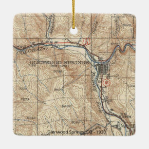 Glenwood Springs CO Vintage Map Ceramic Ornament