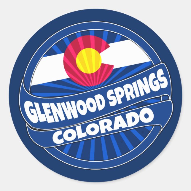 Glenwood Springs Colorado flag burst stickers (Front)
