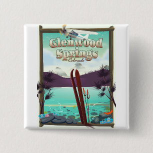 Glenwood Springs Colorado Ski poster. 2 Inch Square Button