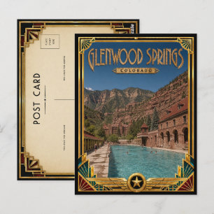 Glenwood Springs Colorado Vintage Art Deco Golden  Postcard