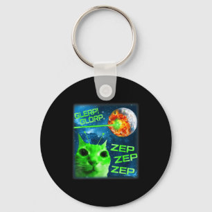 Glerp Glorp Funny Alien Cat Brainrot Meme  Keychain