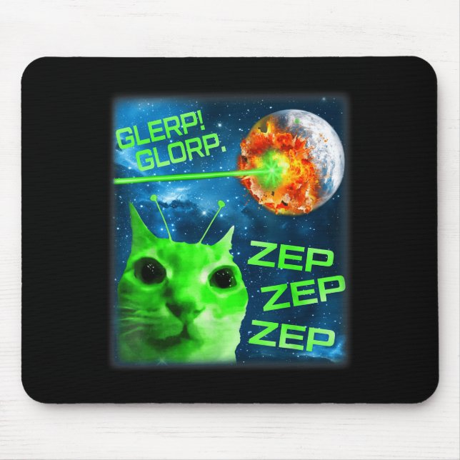 Glerp Glorp Funny Alien Cat Brainrot Meme  Mouse Pad (Front)