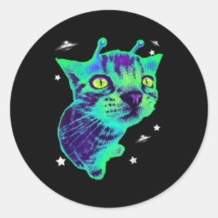 Glerp Glorp Funny Alien Cat Meme Gnarp Cat Silly A Classic Round Sticker