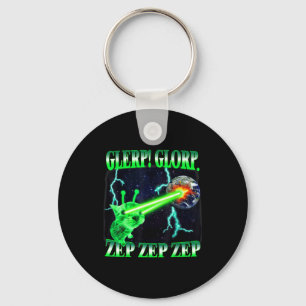 Glerp Glorp Funny Alien Cat Meme Gnarp Cat Silly A Keychain
