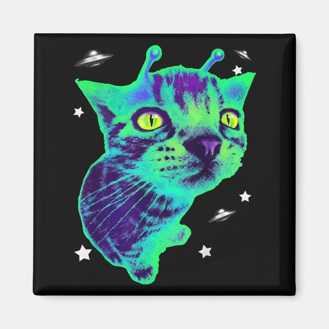 Glerp Glorp Funny Alien Cat Meme Gnarp Cat Silly A Magnet (Front)