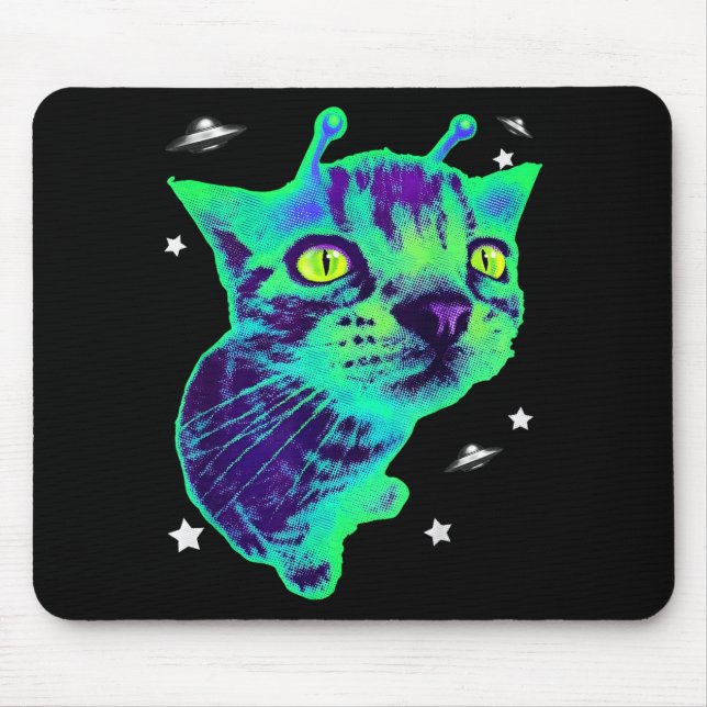 Glerp Glorp Funny Alien Cat Meme Gnarp Cat Silly A Mouse Pad (Front)
