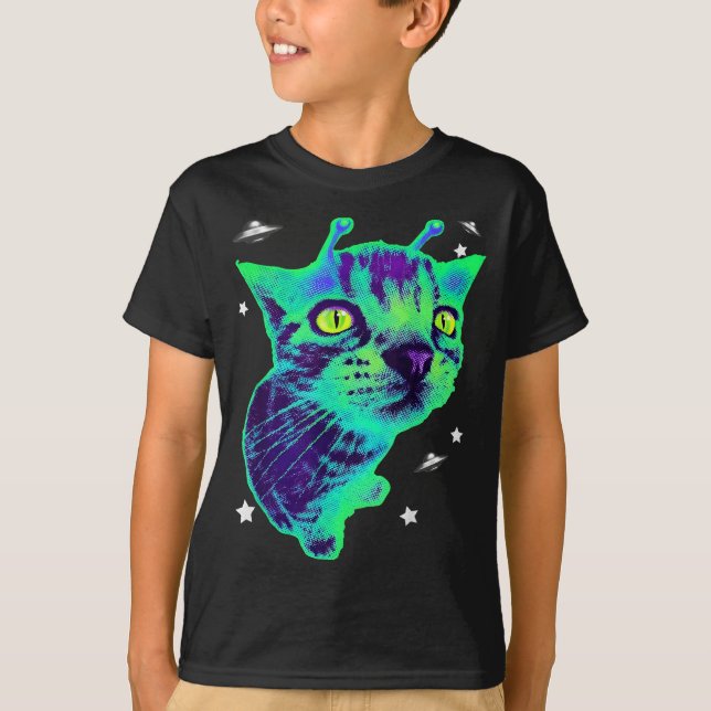 Glerp Glorp Funny Alien Cat Meme Gnarp Cat Silly A T-Shirt (Front)