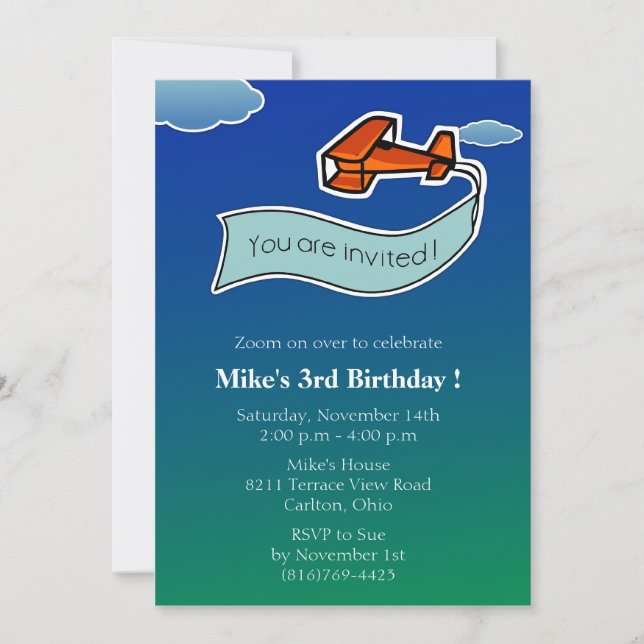Glider -Birthday Party Invitation-2 Invitation (Front)