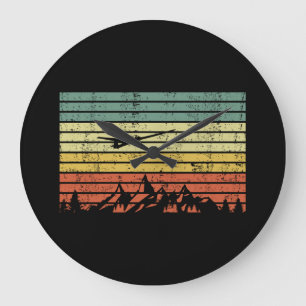 Glider Plane Pilot Retro Vintage Large Clock