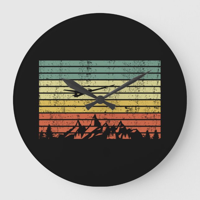 Glider Plane Pilot Retro Vintage Large Clock (Front)