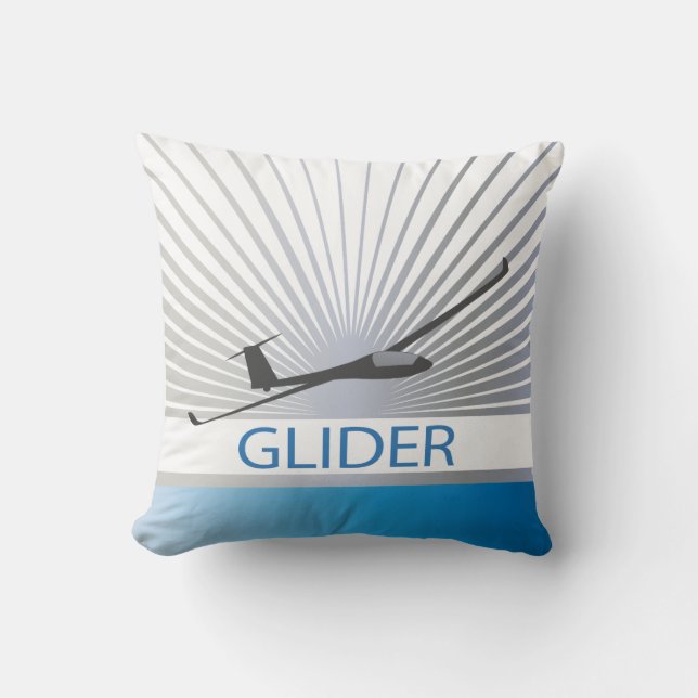 Glider Sailplane Aircraft Throw Pillow (Front)