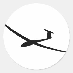 glider sailplane classic round sticker
