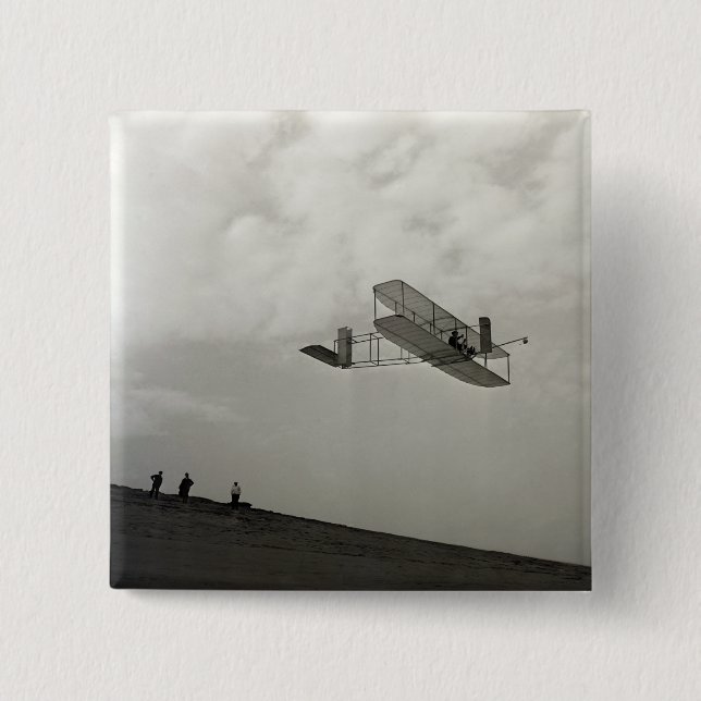 Glider Test Flight Aviation Wright Brothers 2 Inch Square Button (Front)
