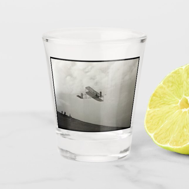 Glider Test Flight Aviation Wright Brothers Shot Glass (Front)