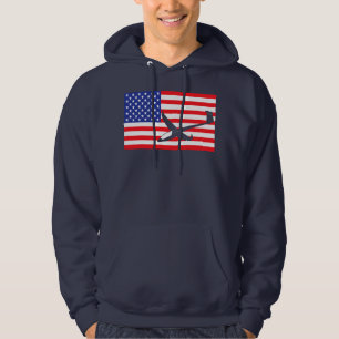Gliding Airplanes USA American Flag Pilot Glider Hoodie