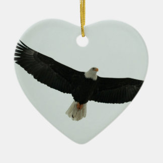 Gliding bald eagle ceramic ornament