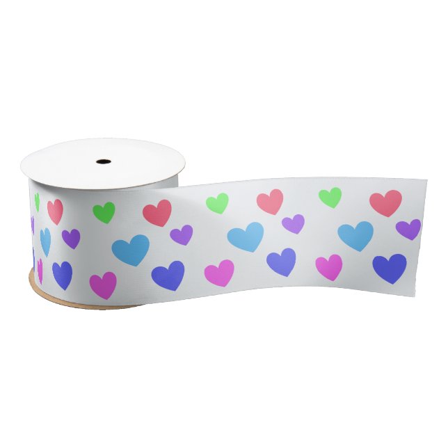 Gliding Hearts - Assorted Pastel Colours Satin Ribbon (Spool)
