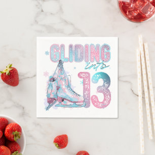 "Gliding into" 13th birthday skating party Napkin