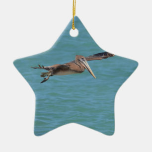 Gliding Pelican Ceramic Ornament