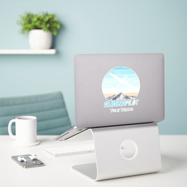 Gliding Pilot Vintage Aviator Sunset Airplane (Laptop On Desk)