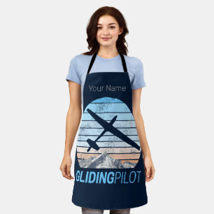 Gliding Pilot Vintage Aviator Sunset Airplane Apron