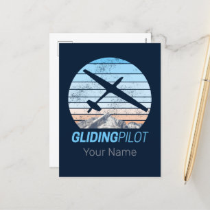 Gliding Pilot Vintage Aviator Sunset Airplane Holiday Postcard