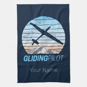 Gliding Pilot Vintage Aviator Sunset Airplane Kitchen Towel