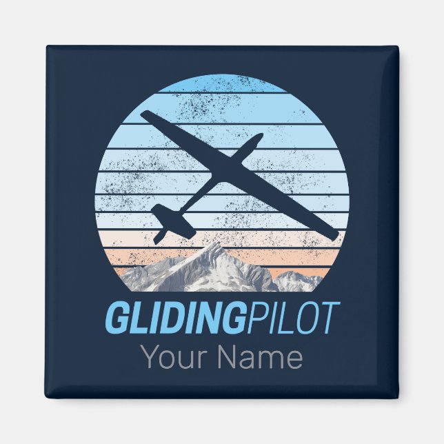 Gliding Pilot Vintage Aviator Sunset Airplane Magnet (Front)