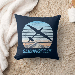 Gliding Pilot Vintage Aviator Sunset Airplane Throw Pillow