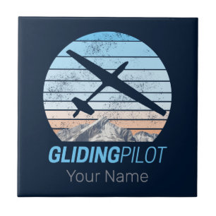 Gliding Pilot Vintage Aviator Sunset Airplane Tile