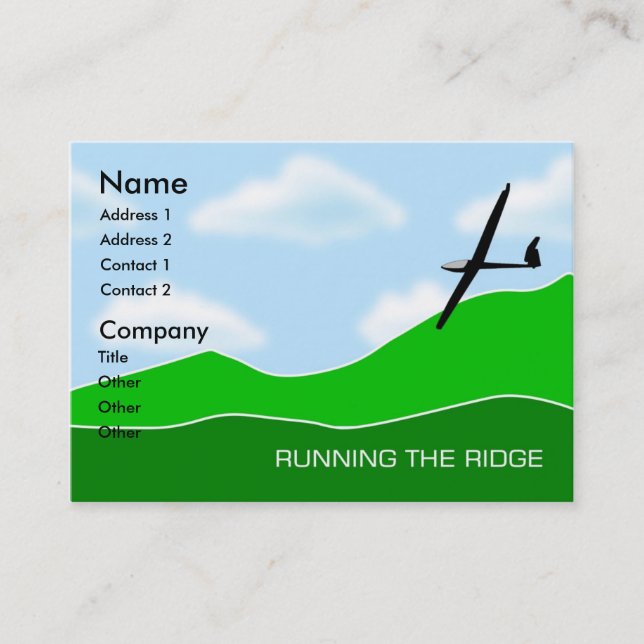 Gliding - Running the Ridge Gliding Chubby Business Card (Front)