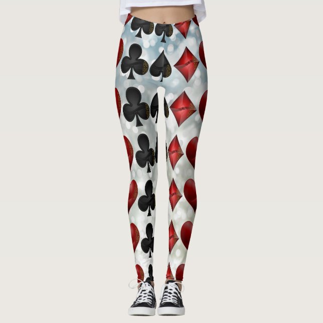 Glimmer Designs Playing Card Suit Print Leggings (Front)