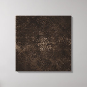 Glimmering Bronze Grunge   Gorgeous Brown Damask Canvas Print