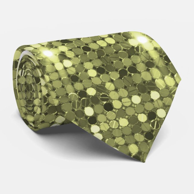 Glimmering Chartreuse Sequin Sparkle Neck Tie (Rolled)