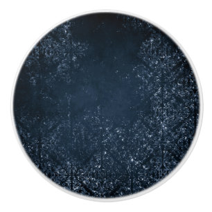 Glimmering Navy Grunge Dark Blue Luxury Damask Ceramic Knob