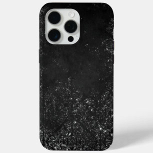 Glimmering Onyx Grunge   Black Silver Glam Damask iPhone 15 Pro Max Case