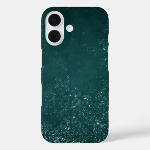 Glimmering Teal Grunge   Rich Green Glam Damask iPhone 16 Case