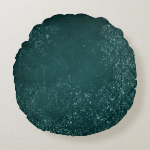 Glimmering Teal Grunge   Rich Green Glam Damask Round Pillow