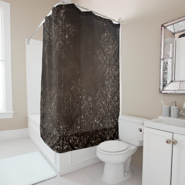 Glimmery Bronze Grunge | Rich Brown Glam Damask (In Situ)