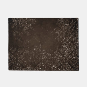 Glimmery Bronze Grunge   Rich Brown Glam Damask Doormat