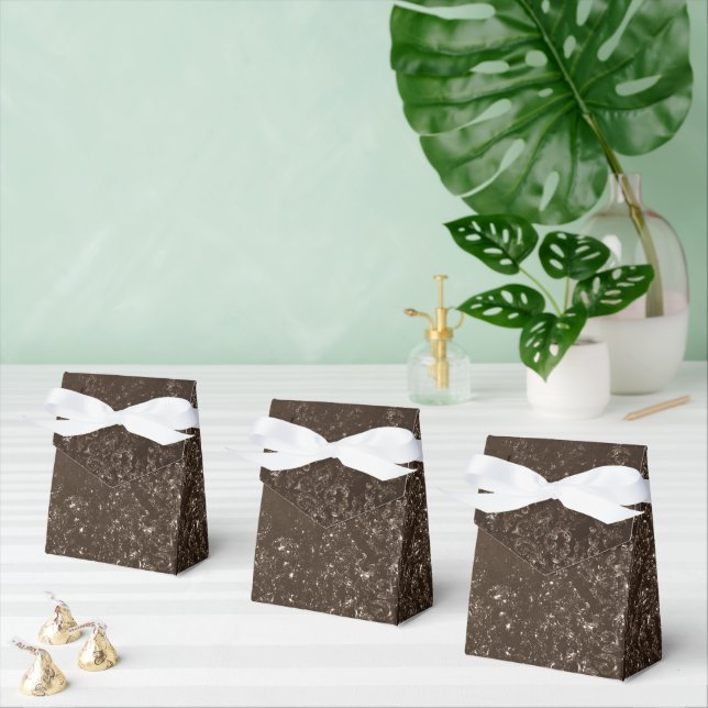 Glimmery Bronze Grunge | Rich Brown Glam Damask Favor Box (Multiple)