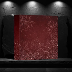 Glimmery Henna Grunge Rich Blood Red Glam Damask Binder
